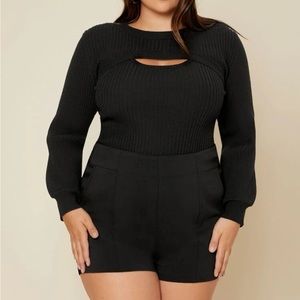 NEW! Plus Size Rib-Knit Sweater Tank Top and Shoulder Crop Sweater 2pc Set